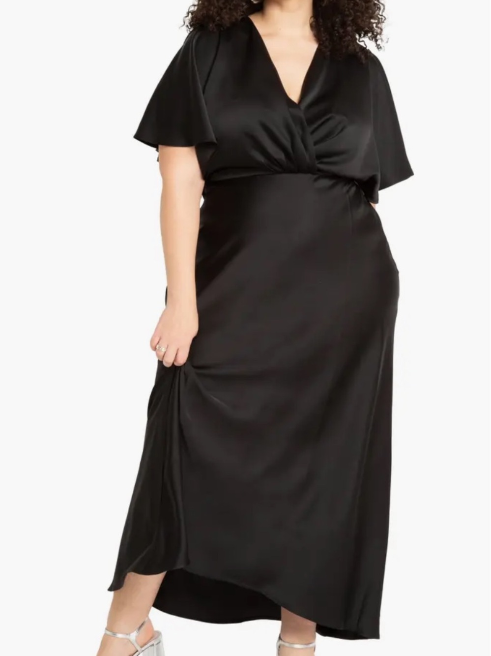 NWT ELOQUII Flutter Sleeve Satin Maxi Dress